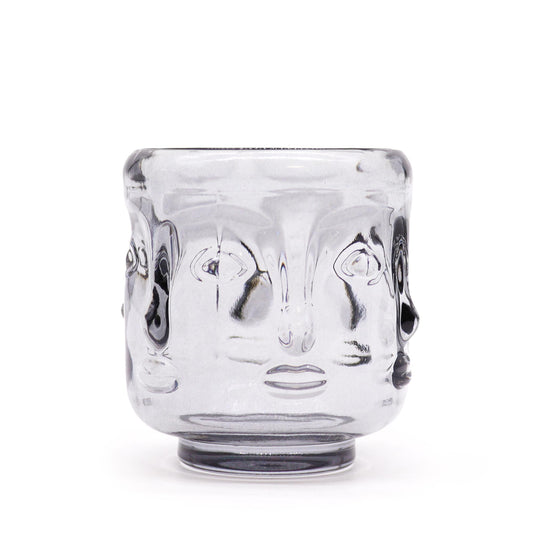 Set of 2 Buddha Faces Candle Jar - Midnight Grey