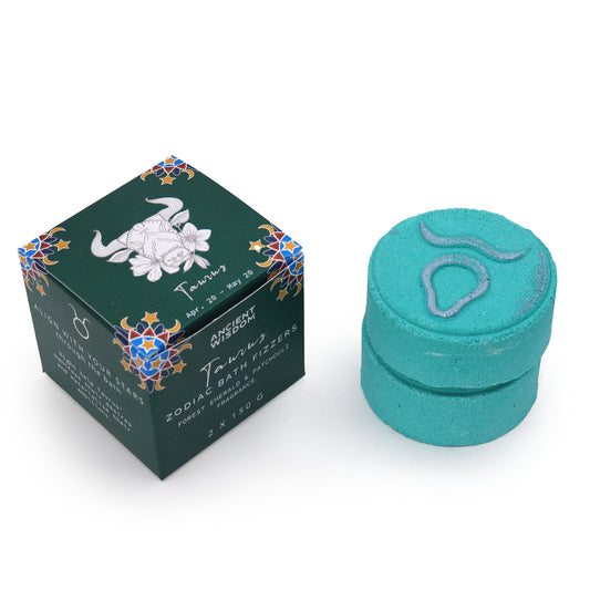 Set aus Badesprudlern mit Sternzeichen und Horoskop – Stier