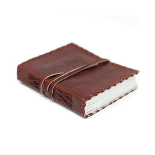 Leather thought book with wrap-around notebook (15x10")