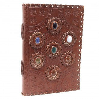 Chakra-Stein-Notizbuch aus Leder (22,5 x 15 cm)