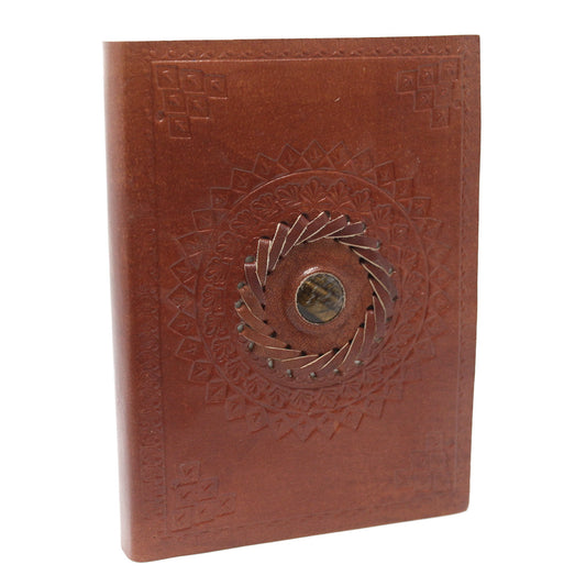 Tigerauge-Notizbuch aus Leder, 17 x 12 cm