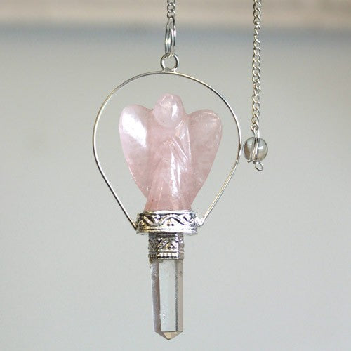 Angel pendulum with ring – rose quartz
