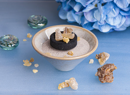 Light blue ceramic incense bowl