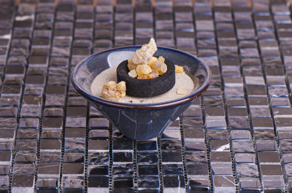 Incense bowl dark blue ceramic