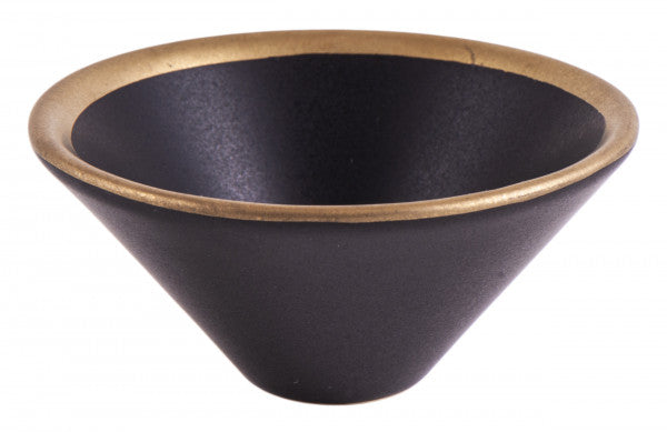Incense bowl black/gold ceramic