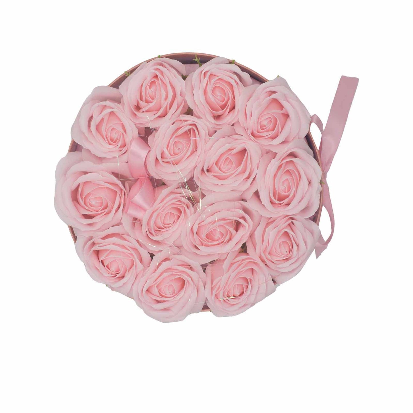 Seifenblumen Geschenks Bouquet - 14 Pinke Rosen - Rund