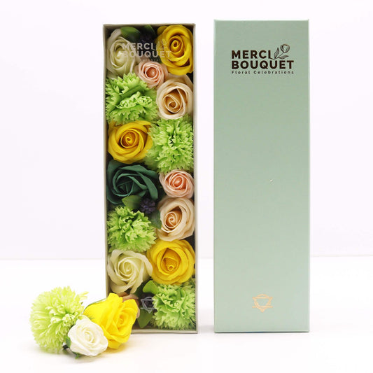 Seifenblumen-Geschenkbox – Spring Celebrations Yellow & Greens Extra (Lange Box)