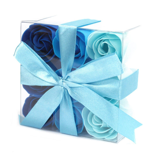 9er Set Seifenblume - Blaue Hochzeit Rose