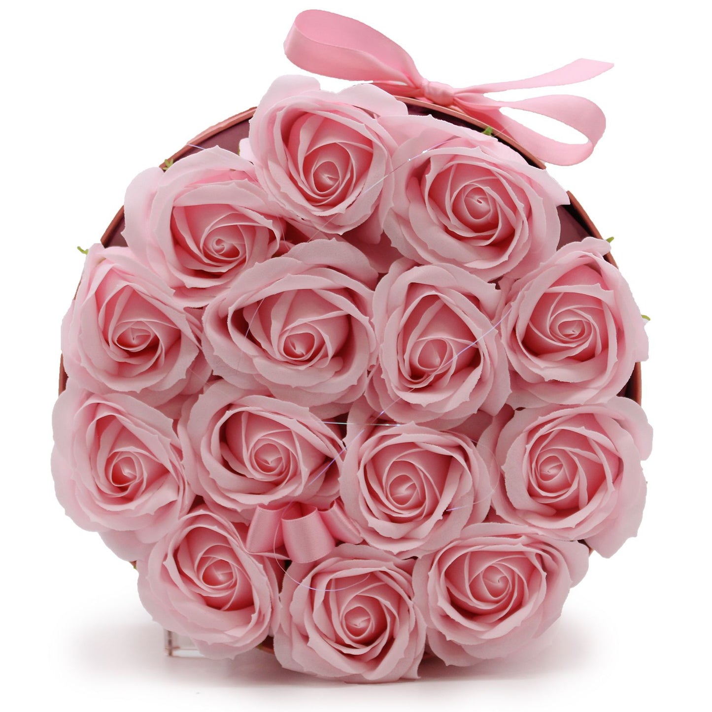 Seifenblumen Geschenks Bouquet - 14 Pinke Rosen - Rund