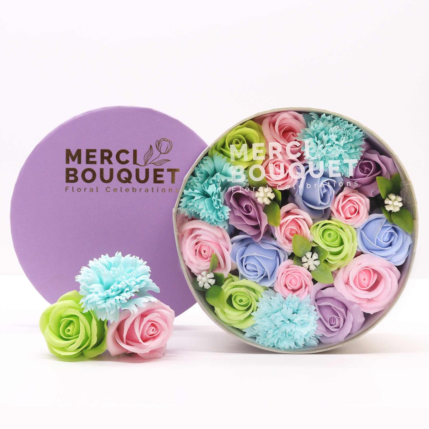 Seifenblumen-Geschenkbox – Baby Blessings (Round Box)