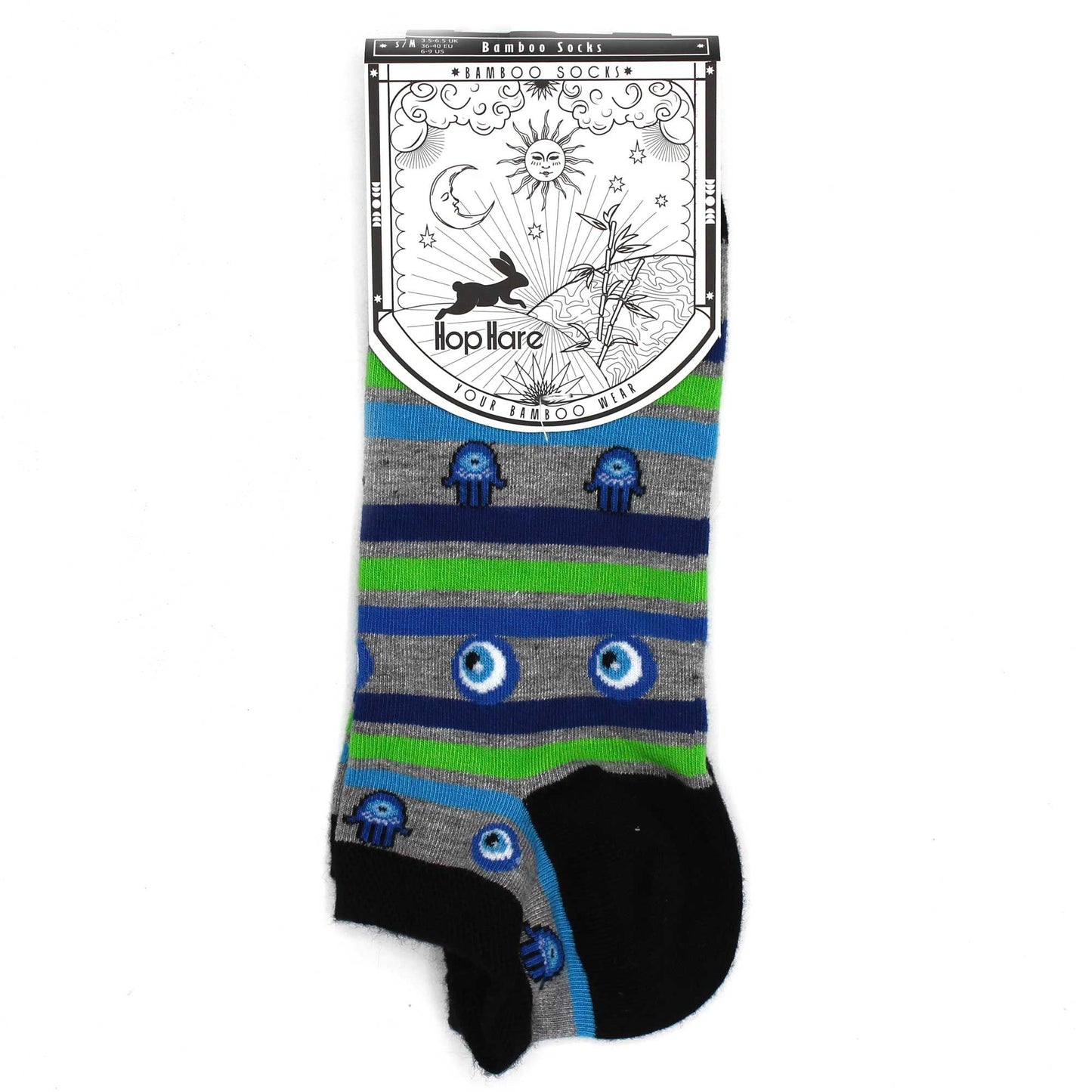 Hop Hare Bambussocken Low (36–40) – Evil Eye & Hamsa