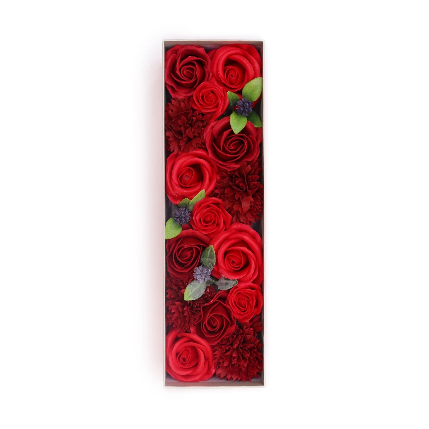Seifenblumen-Geschenkbox – Classic Red Roses (Lange Box)
