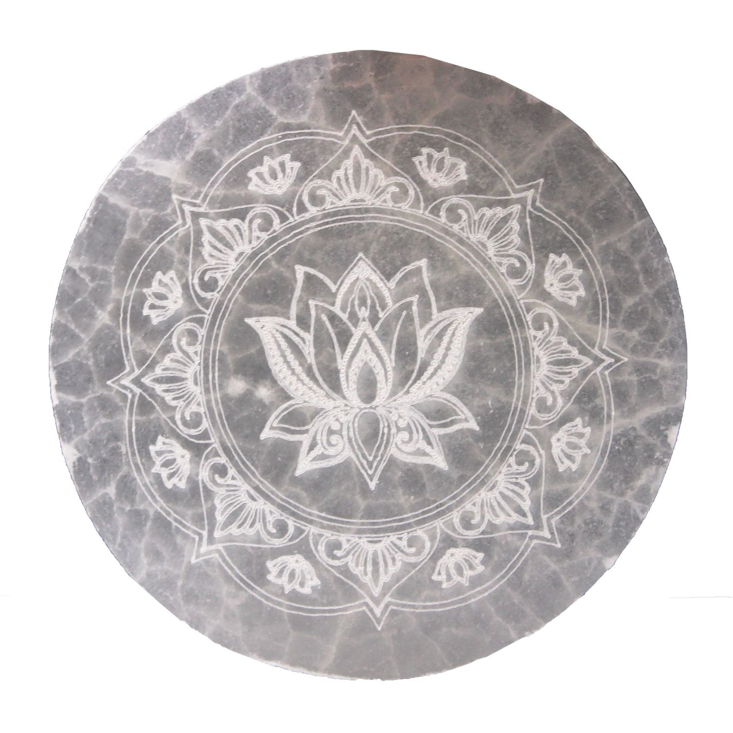 Mittlere Selenit Ladeplatte 10 cm -  Lotus Mandala