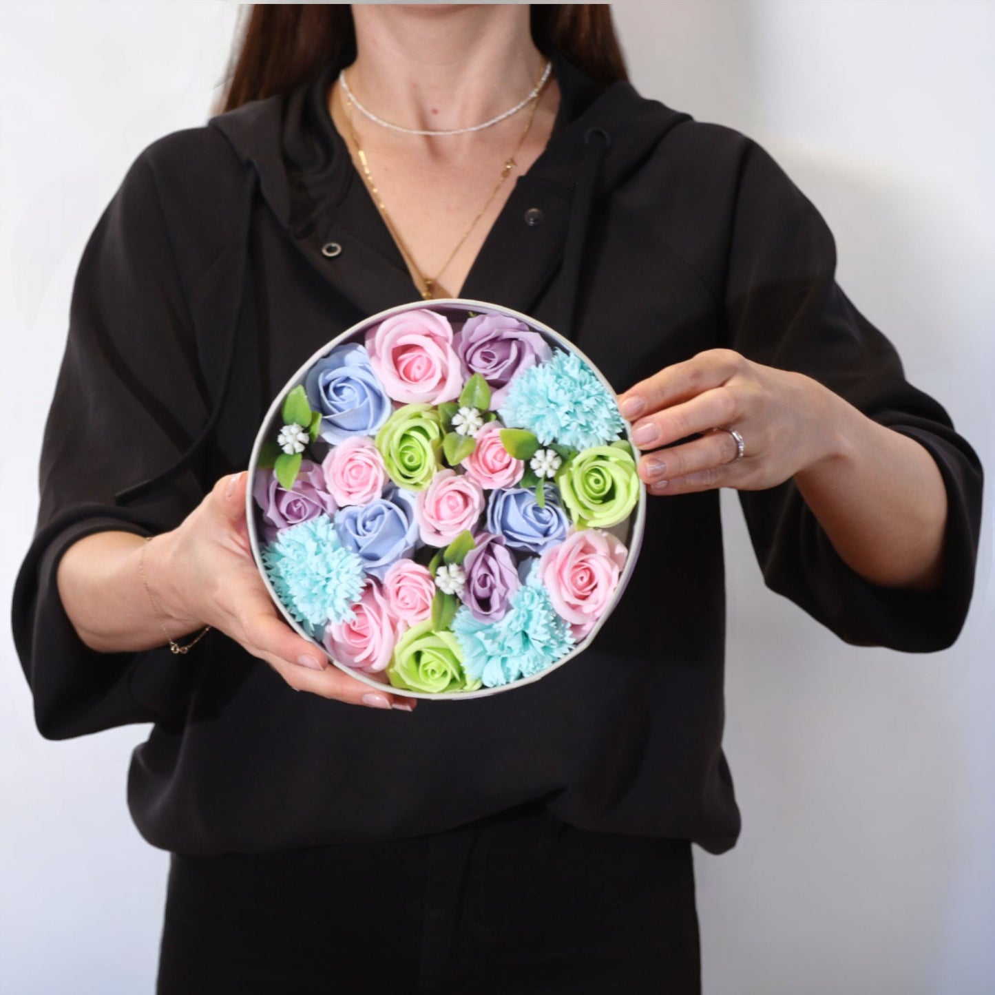 Seifenblumen-Geschenkbox – Baby Blessings (Round Box)