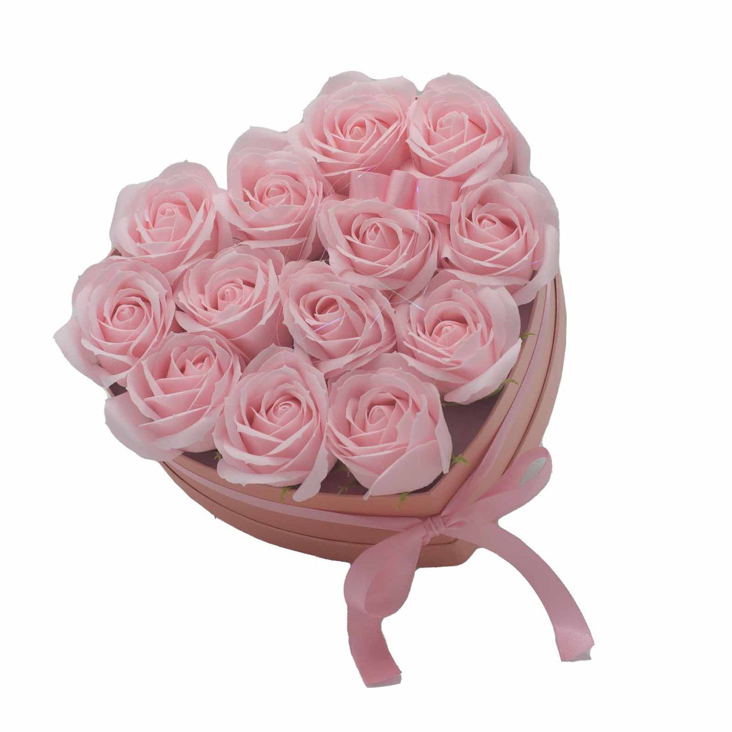 Seifenblumen Geschenks Bouquet - 13 Pinke Rosen - Herz