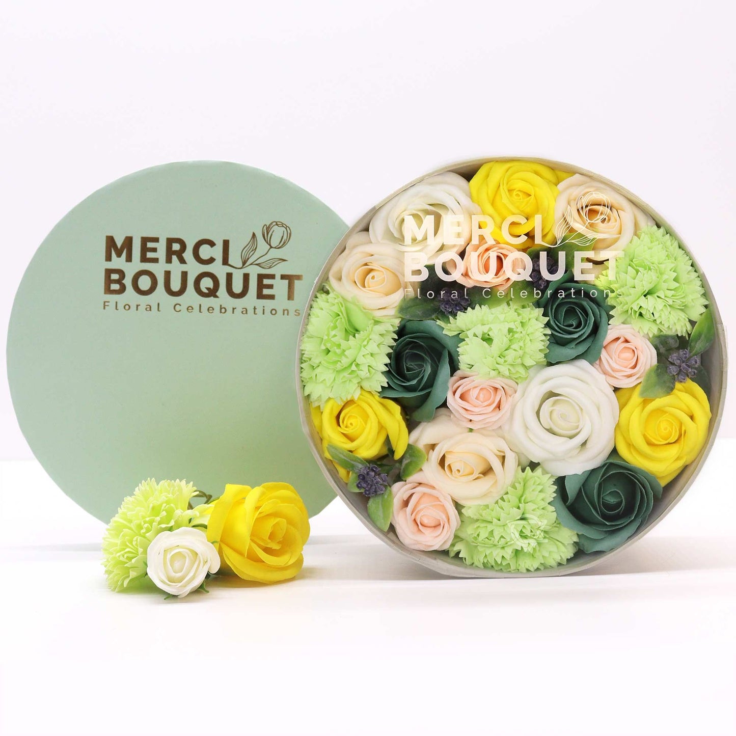 Seifenblumen-Geschenkbox – Spring Sunshine (Round Box)