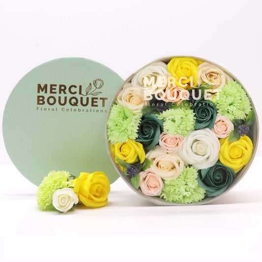 Seifenblumen-Geschenkbox – Spring Sunshine (Round Box)