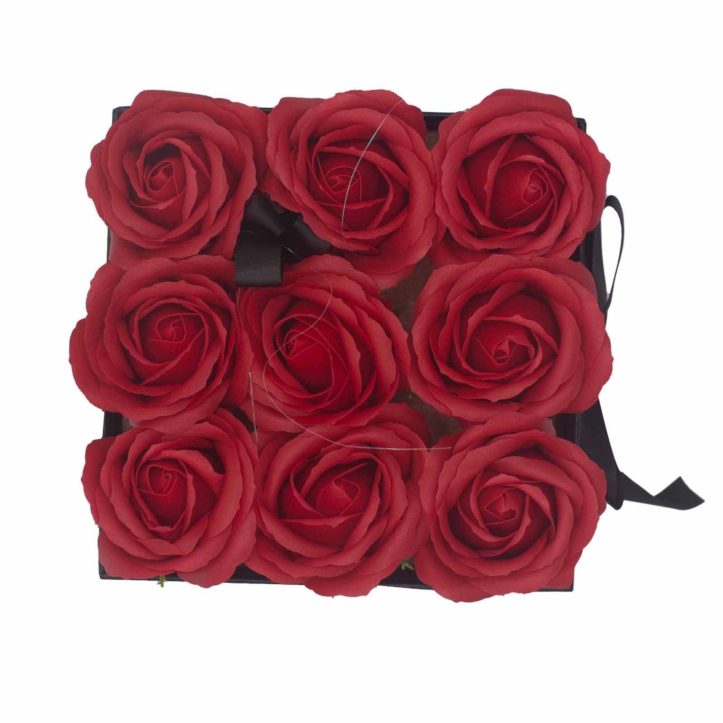 Seifenblumen Geschenks Bouquet - 9 rote Rosen - Quadrat
