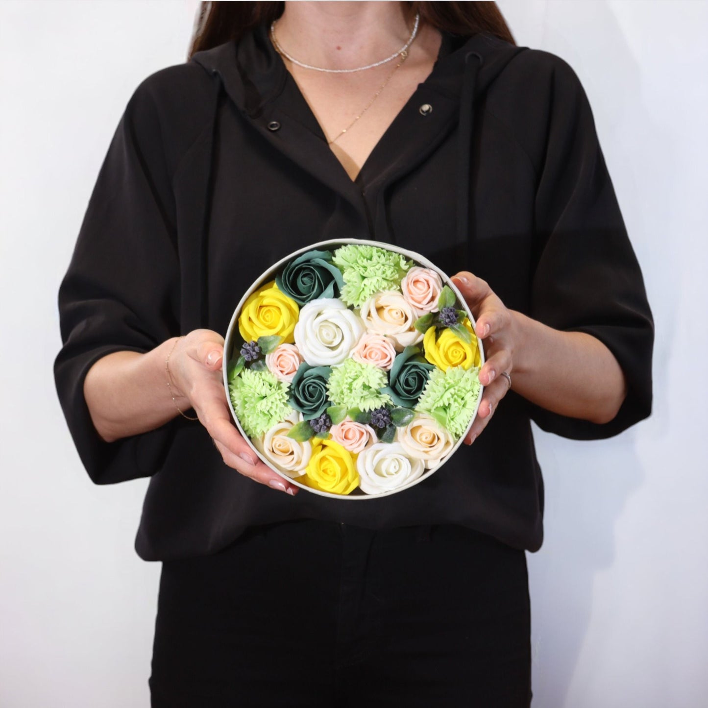 Seifenblumen-Geschenkbox – Spring Sunshine (Round Box)