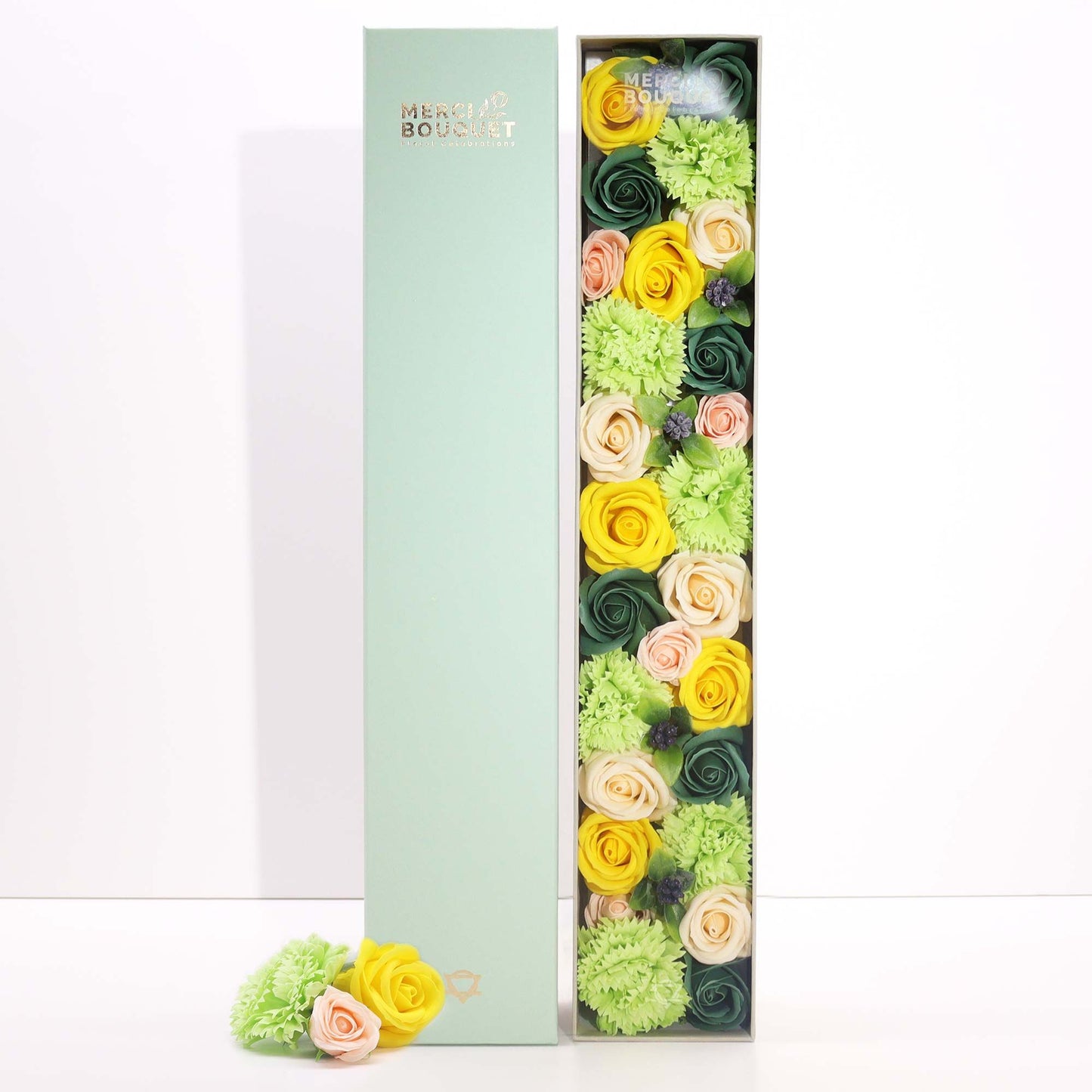 Seifenblumen Geschenkbox Yellow & Greens Spring Celebrations (Extra Lang Box)