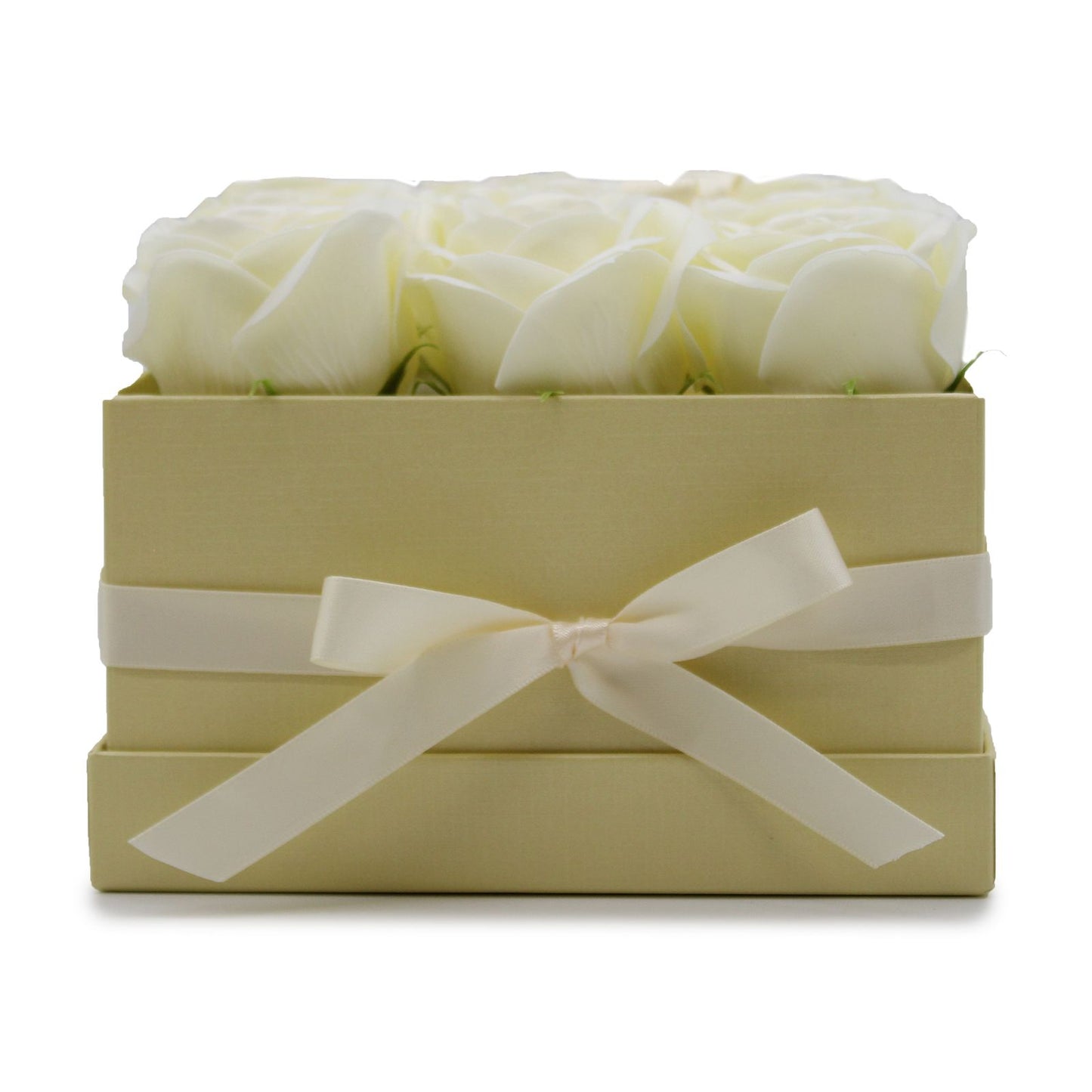 Seifenblumen Geschenks Bouquet - 9 Cream Rosen - Quadrat