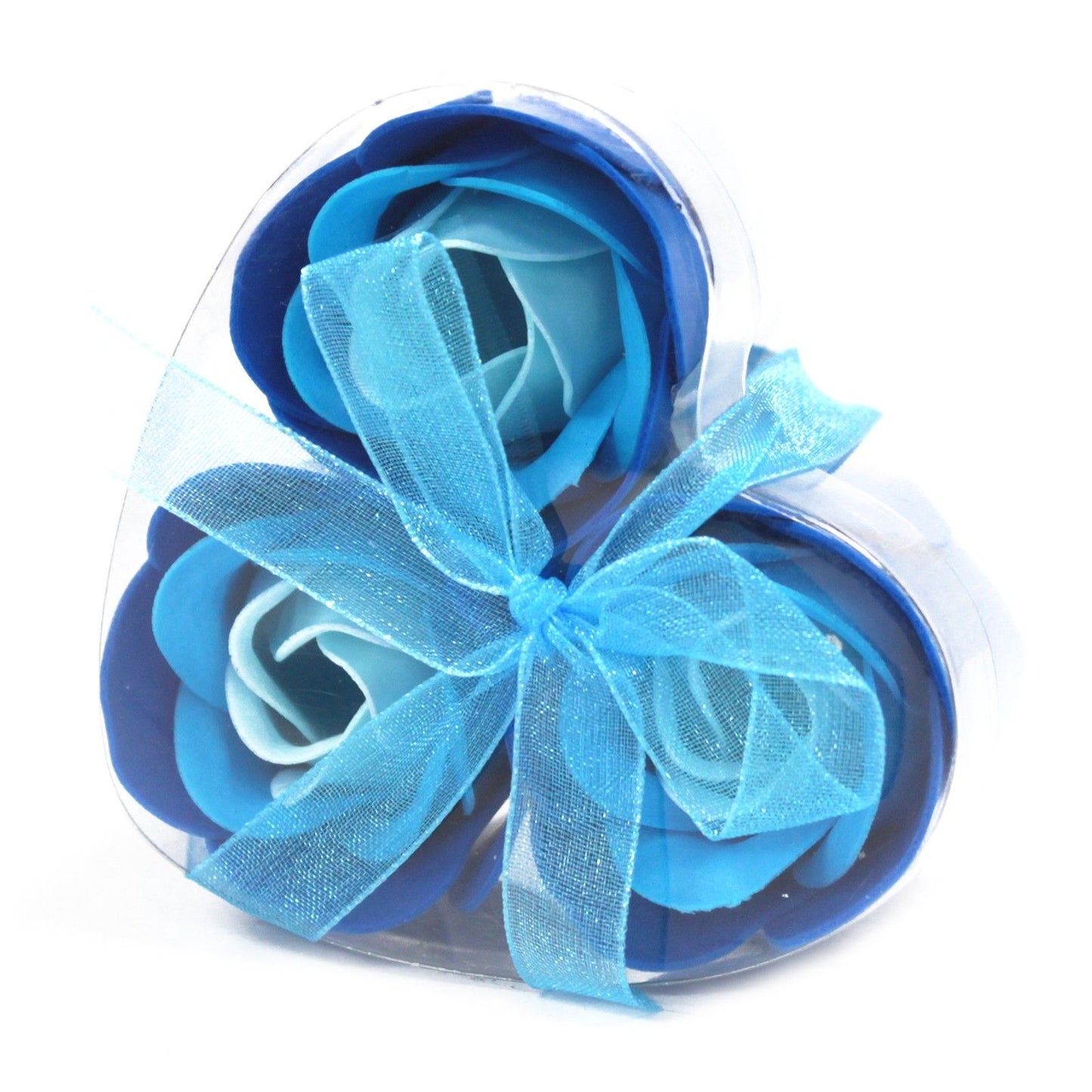 3er Set Seifenblumen-Herzbox-Blaue Hochzeit Rose