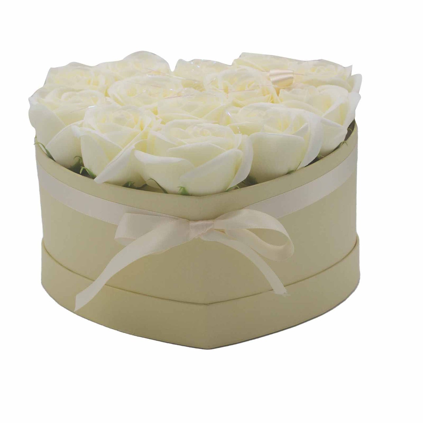 Seifenblumen Geschenks Bouquet - 13 Cream Rosen - Herz