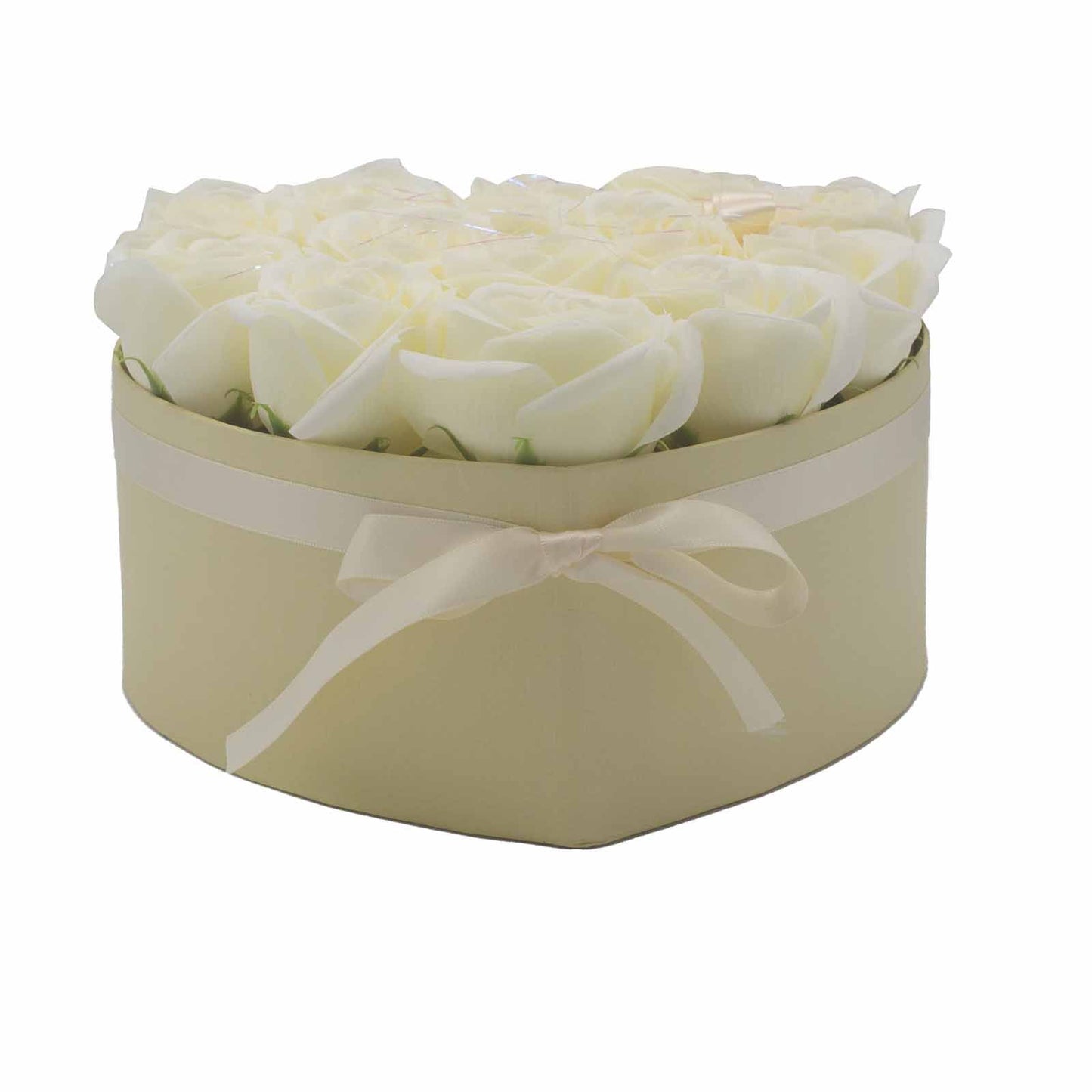 Seifenblumen Geschenks Bouquet - 13 Cream Rosen - Herz