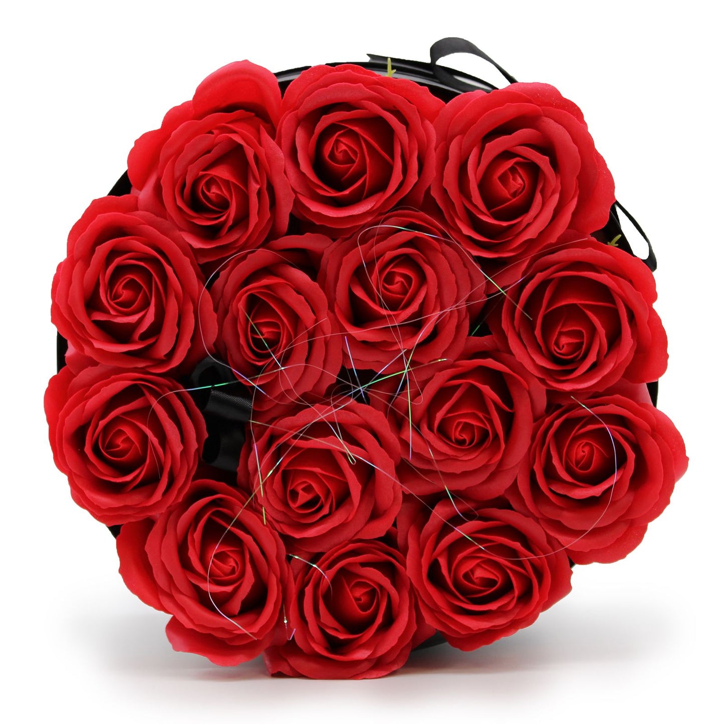 Seifenblumen Geschenks Bouquet - 14 rote Rosen - Rund