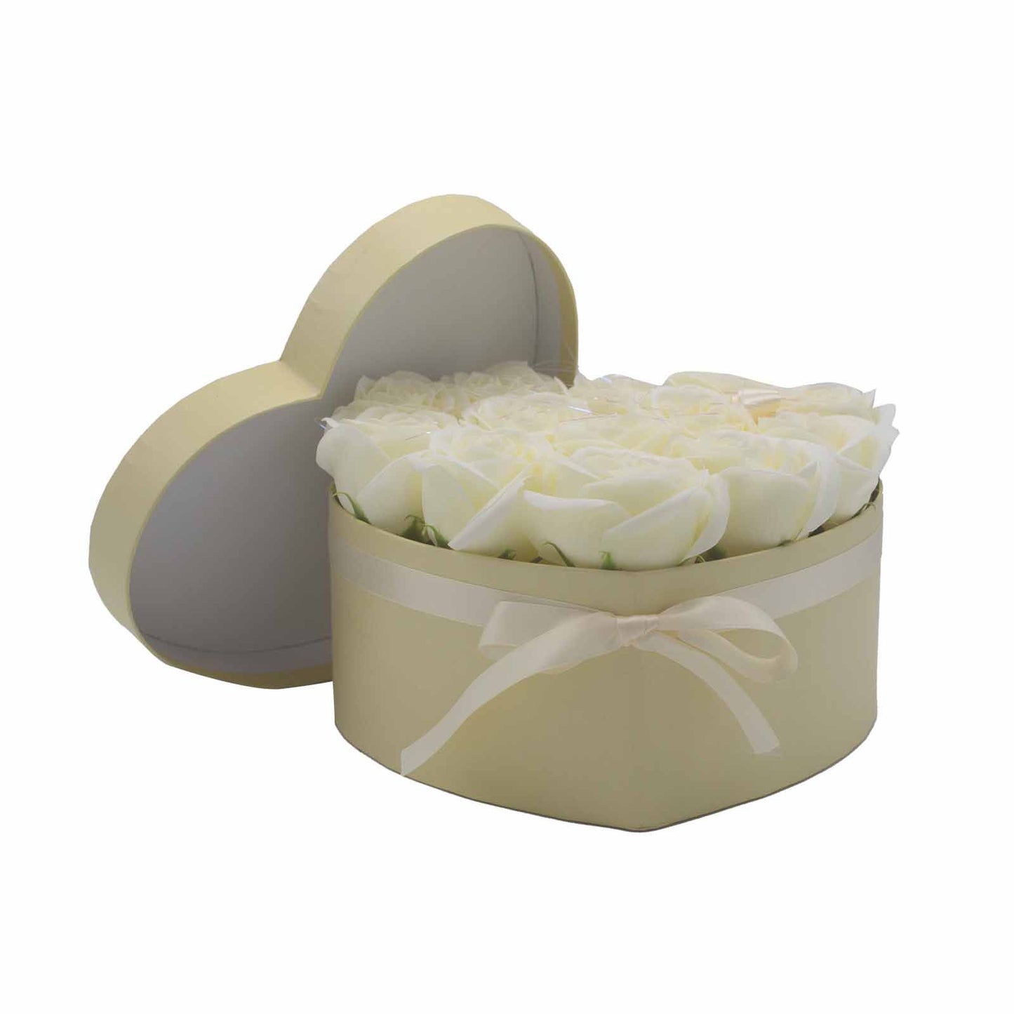 Seifenblumen Geschenks Bouquet - 13 Cream Rosen - Herz