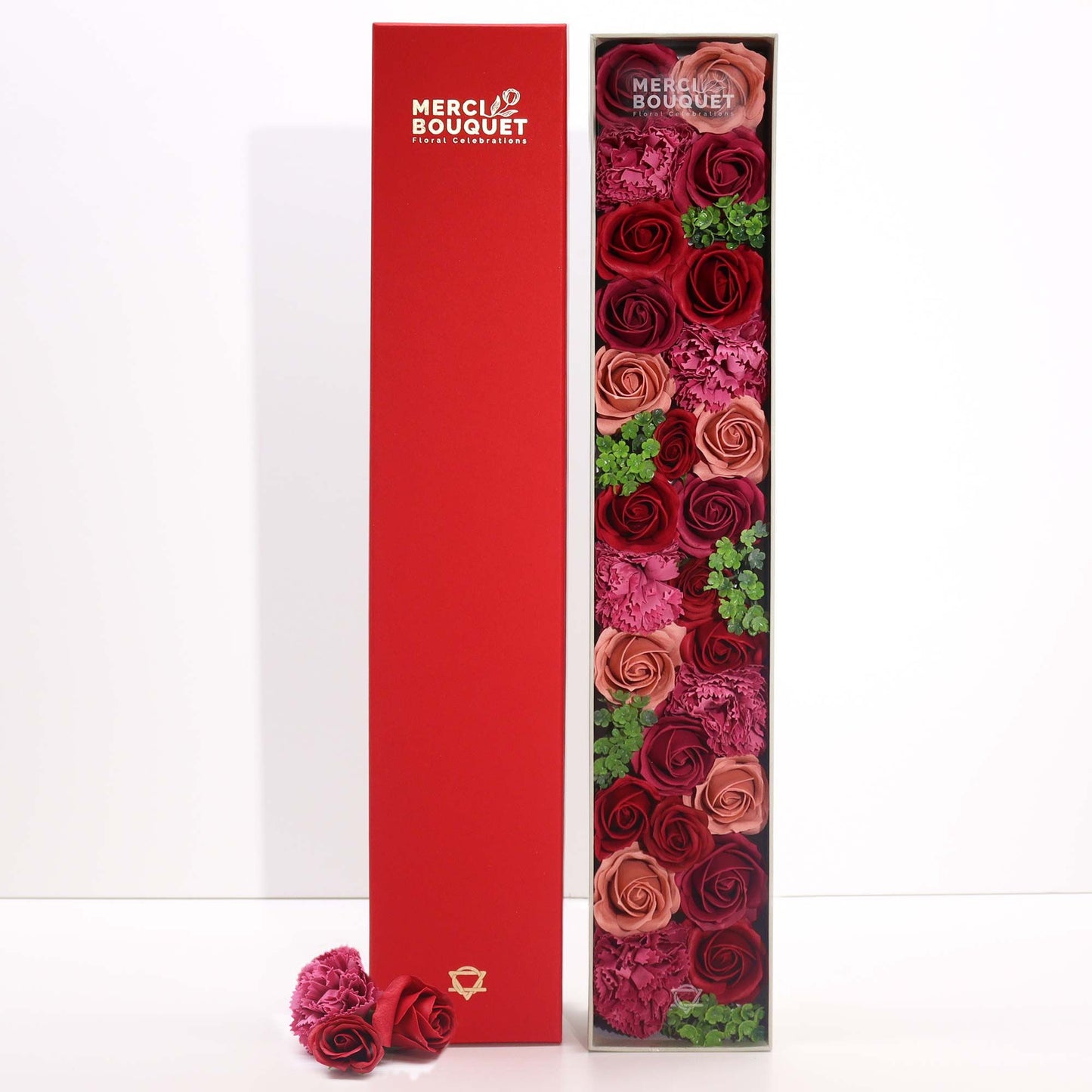 Seifenblumen-Geschenkbox – Vintage Roses (Extra Long Box)