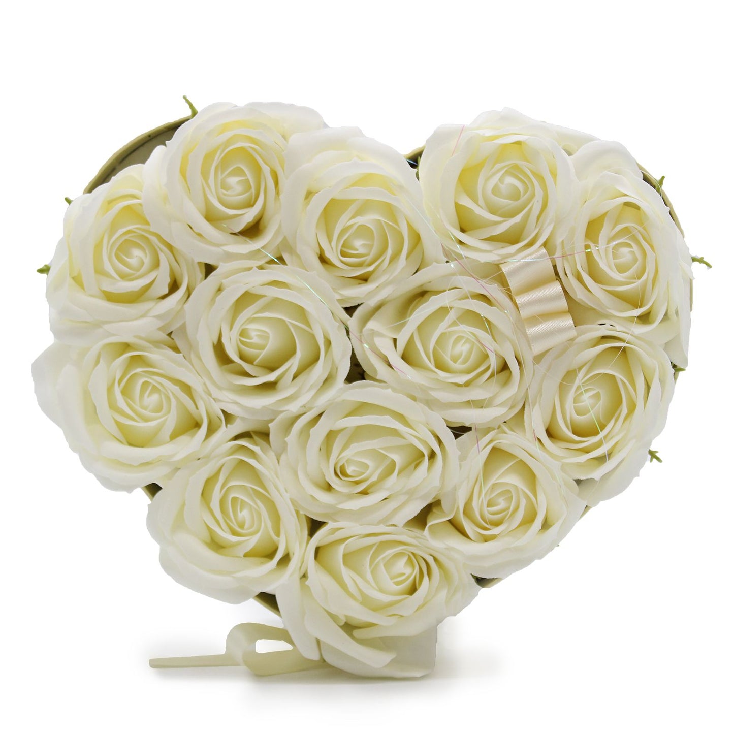Seifenblumen Geschenks Bouquet - 13 Cream Rosen - Herz