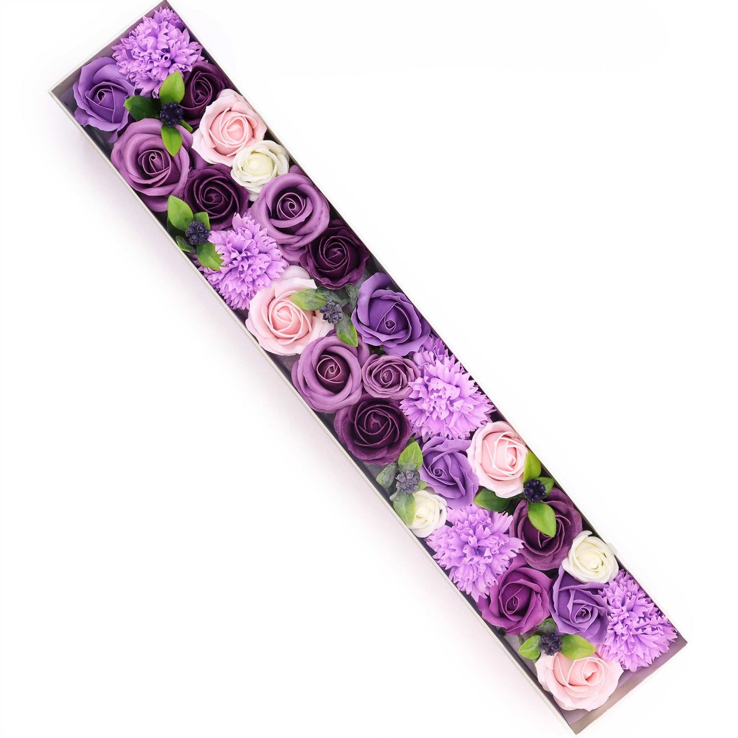 Seifenblumen-Geschenkbox – Lavender Rose & Carnation (Extra Long Box)