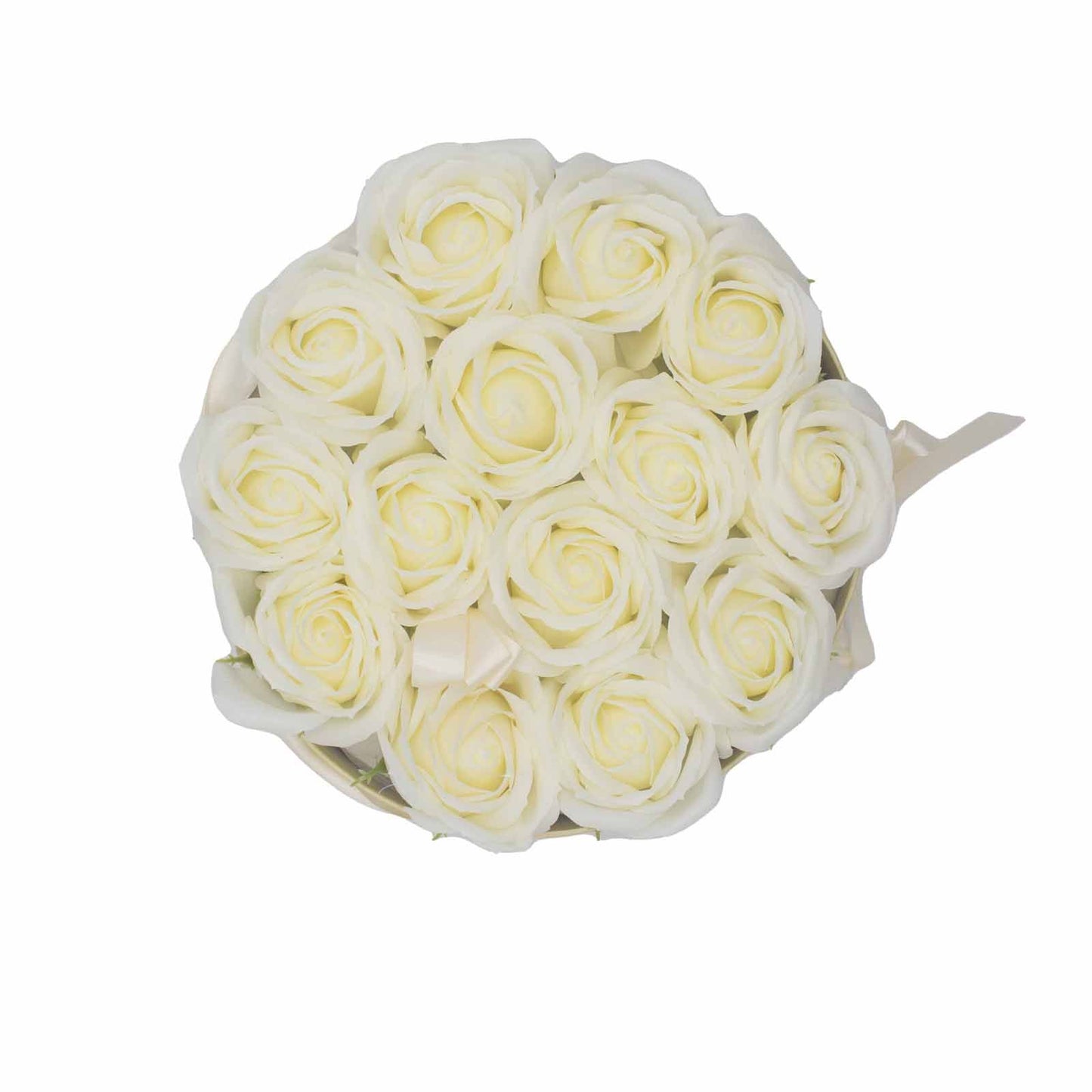 Seifenblumen Geschenks Bouquet - 14 Cream Rosen - Rund