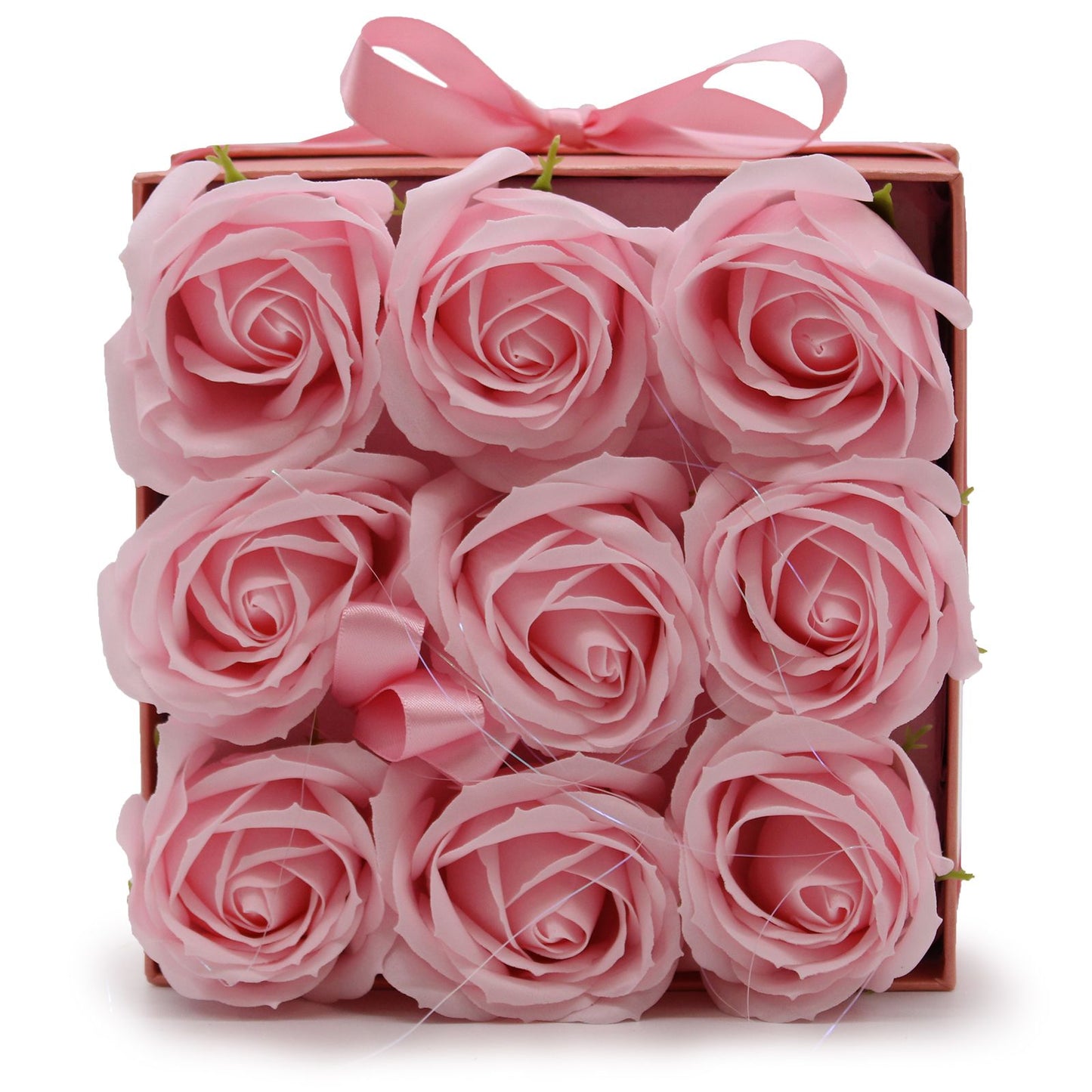 Seifenblumen Geschenks Bouquet - 9 Pinke Rosen - Quadrat