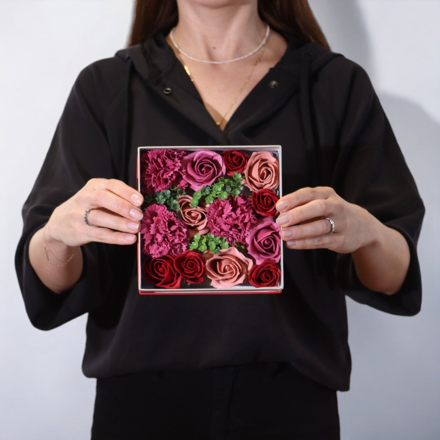 Seifenblumen-Geschenkbox – Vintage Roses (Quadrat Box)