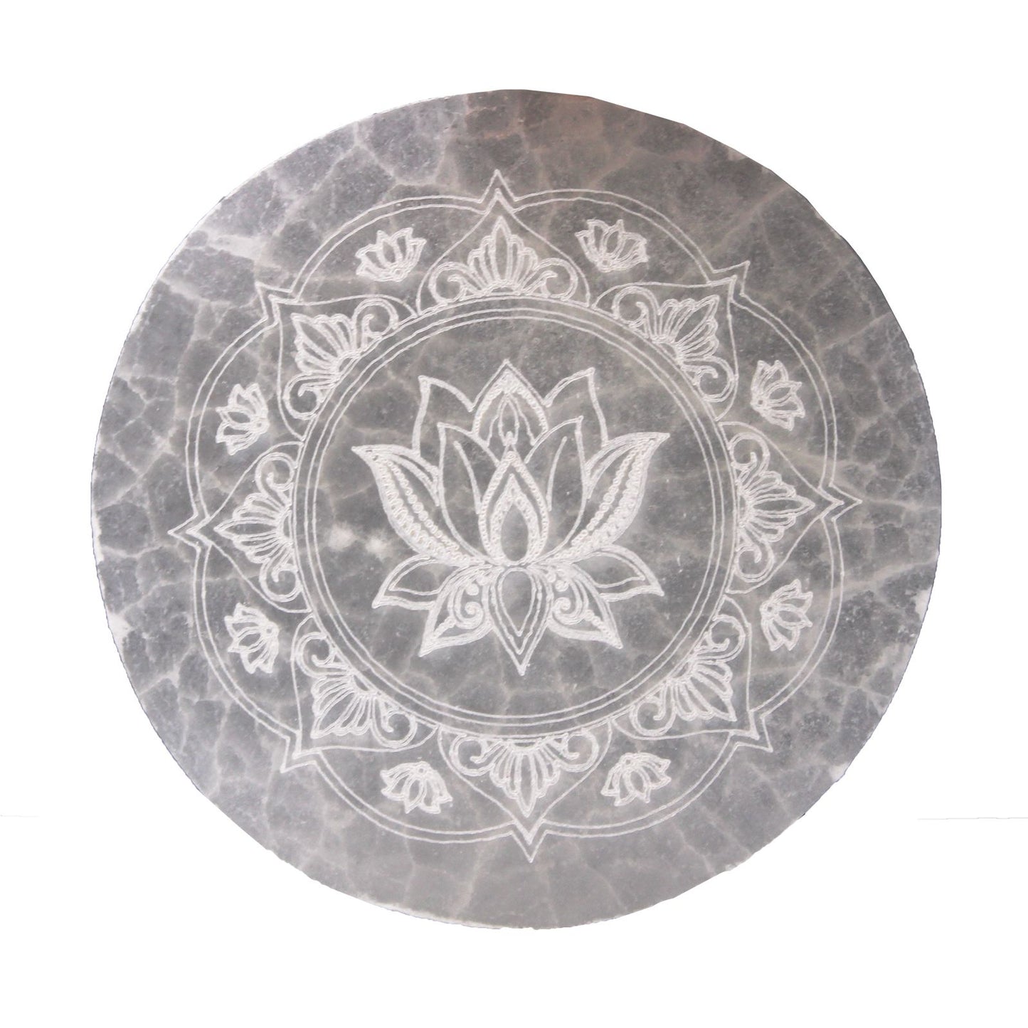 Mittlere Selenit Ladeplatte 10 cm -  Lotus Mandala
