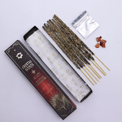 Safran & Roter Achat Räucherstäbchen-Set – Ritual für Erdung, Stärke & innere Balance