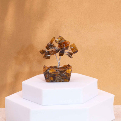 Mini-Edelsteinbäume auf Orgonitbasis – Tigerauge (15 Steine)