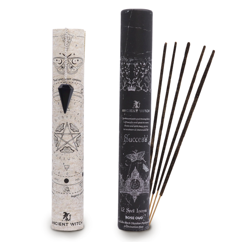 Witch Zauber Räucherstäbchen - Erfolg – Pendel aus schwarzem Obsidian