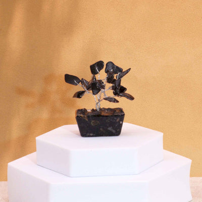 Mini-Edelsteinbäume auf Orgonitbasis - Schwarzer Achat (15 Steine)