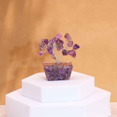 Mini-Edelsteinbäume auf Orgonitbasis - Amethyst (15 Steine)